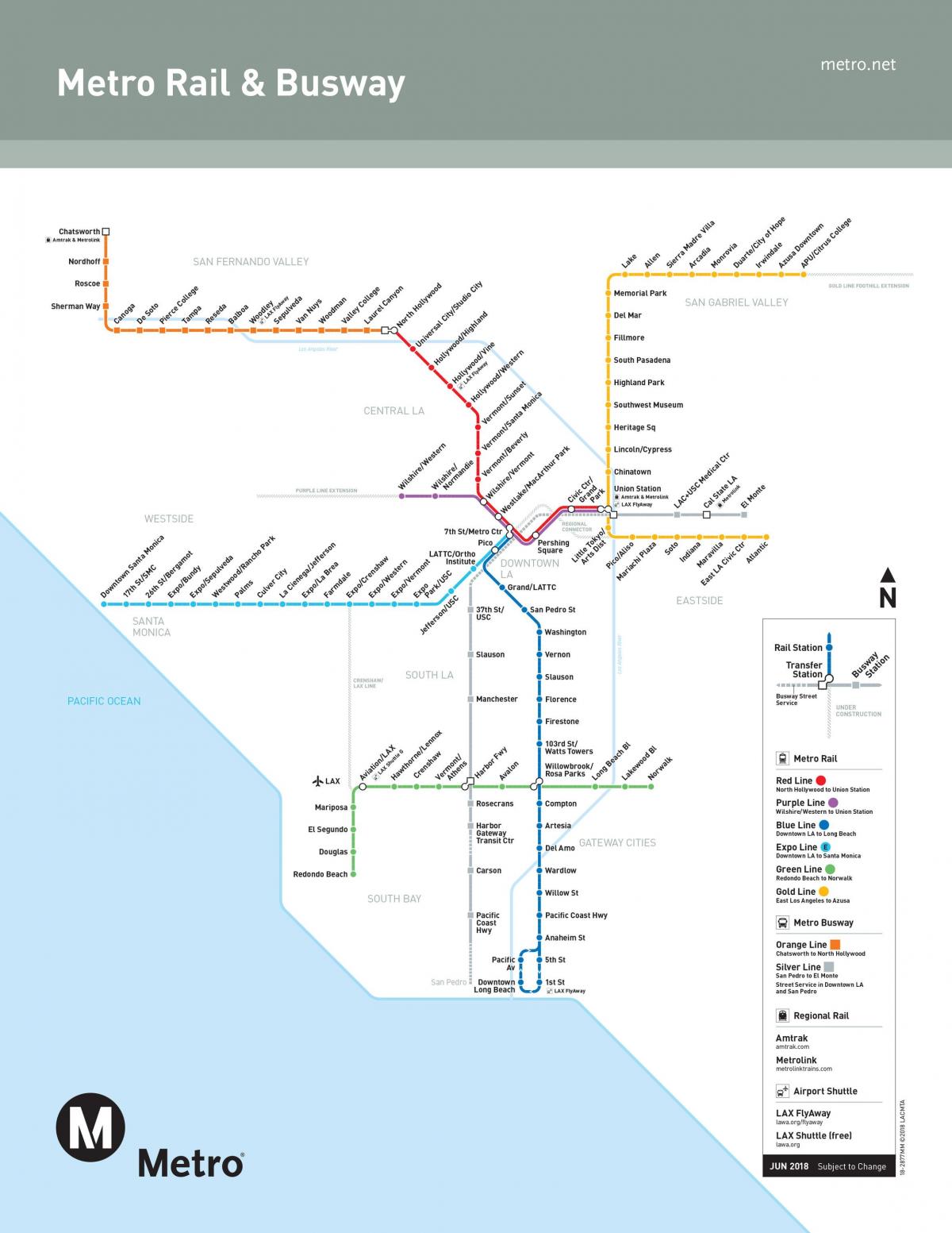 ロサンゼルスの地下鉄駅の地図