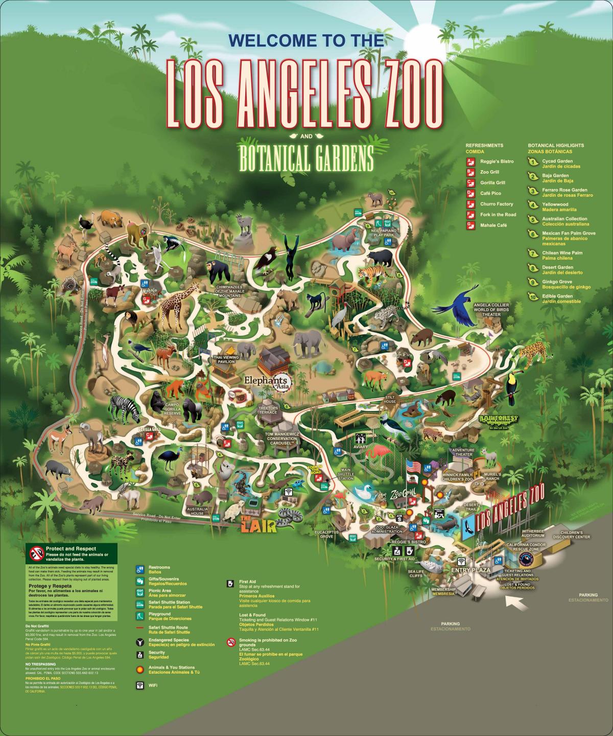 ロサンゼルス動物園公園の地図