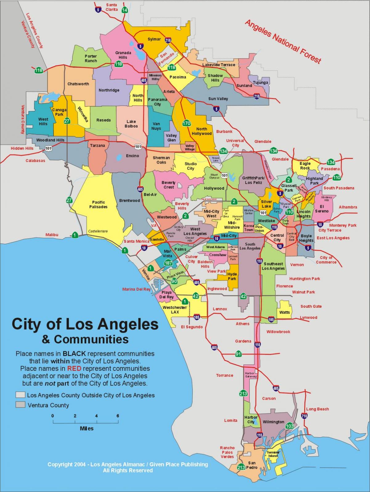ロサンゼルスの周辺地図