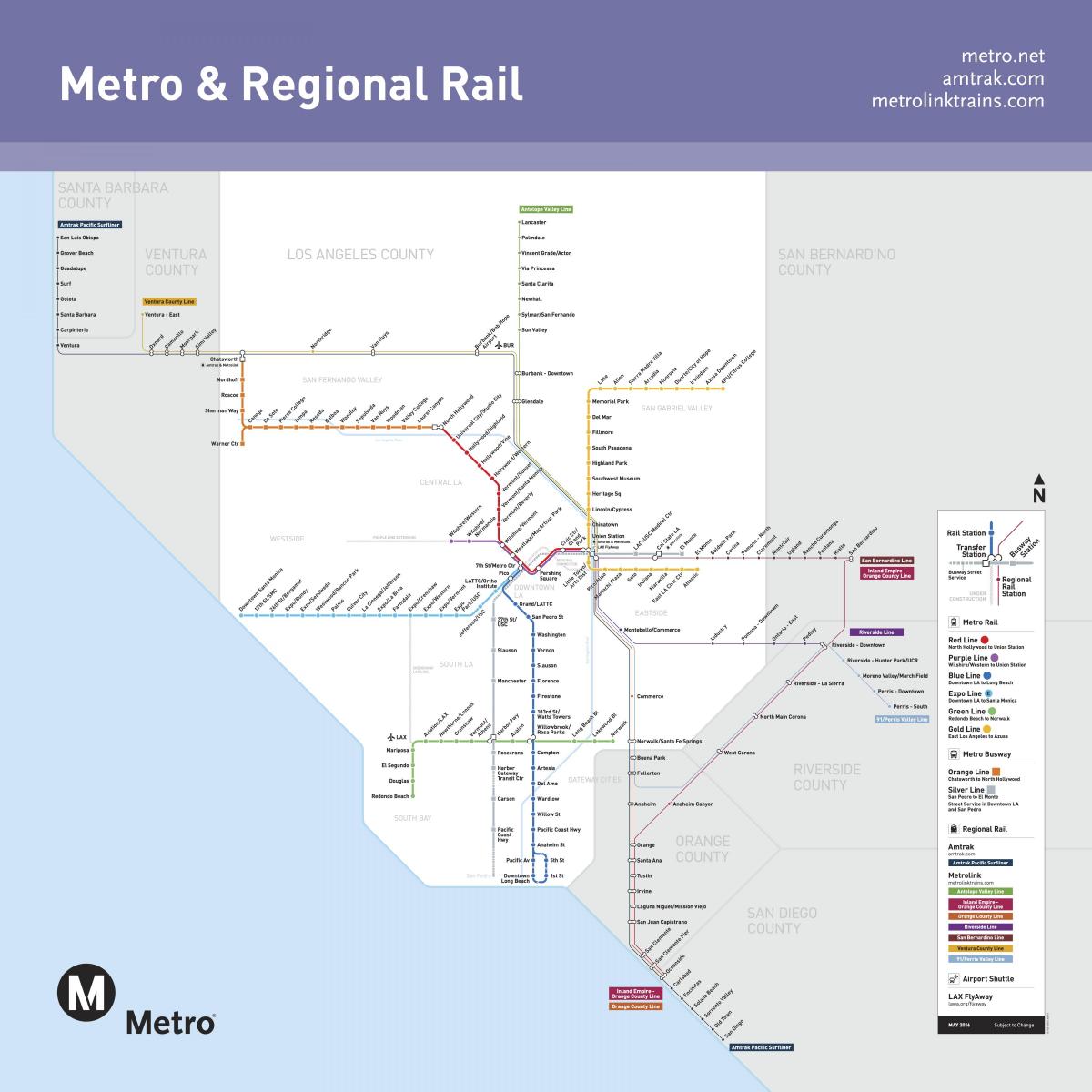 ロサンゼルスの地下鉄駅の地図